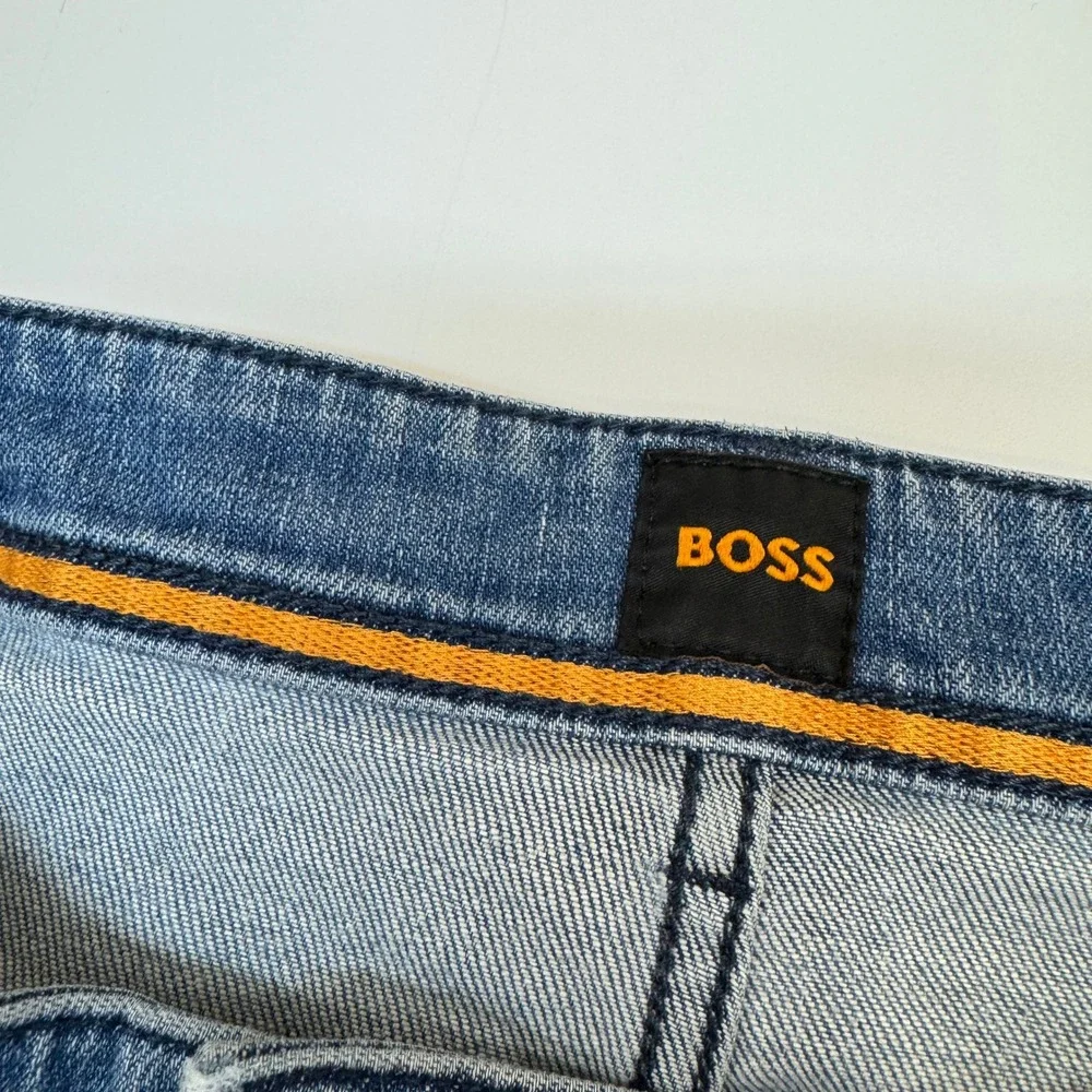 Hugo Boss Jeans Mens 36x29 Blue Taber Tapered Fit Denim Designer Luxury